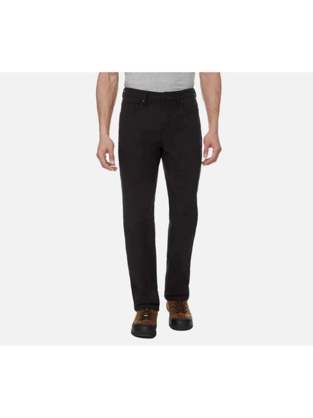 CAT Men's 34x30 Black Fleece Lined Canvas Pants Stretch Straight Workwear  e1686